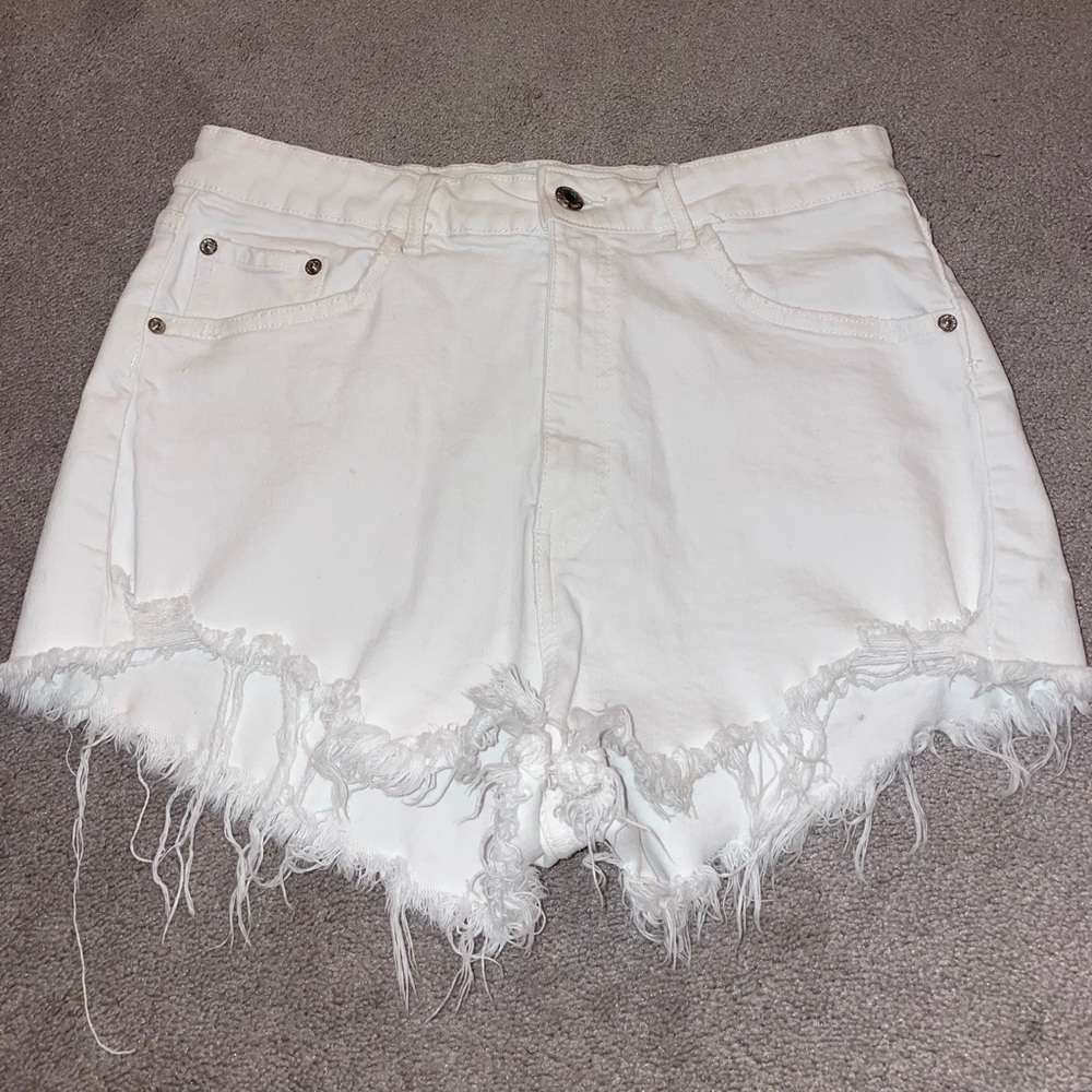 Zara zip up and button closure jean shorts